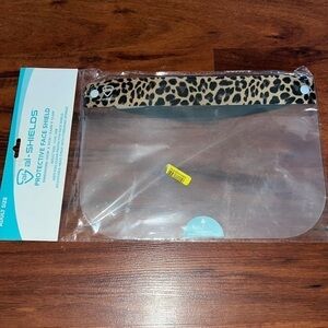 Protective face shield plastic face covering, adult size civil use cheetah